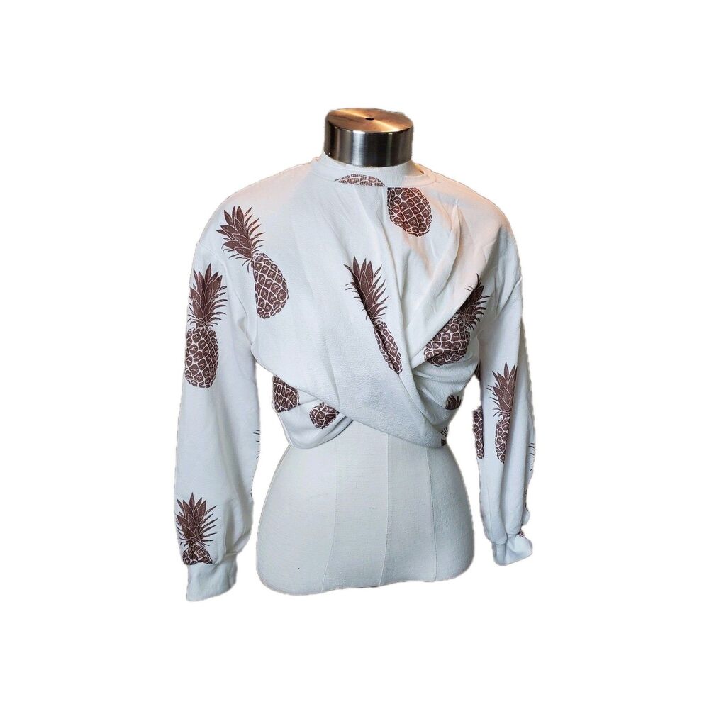 SOLY HUX Girl's Pineapple Print Long Sleeve Sweatshirt Crop Top Size 10Y NWT